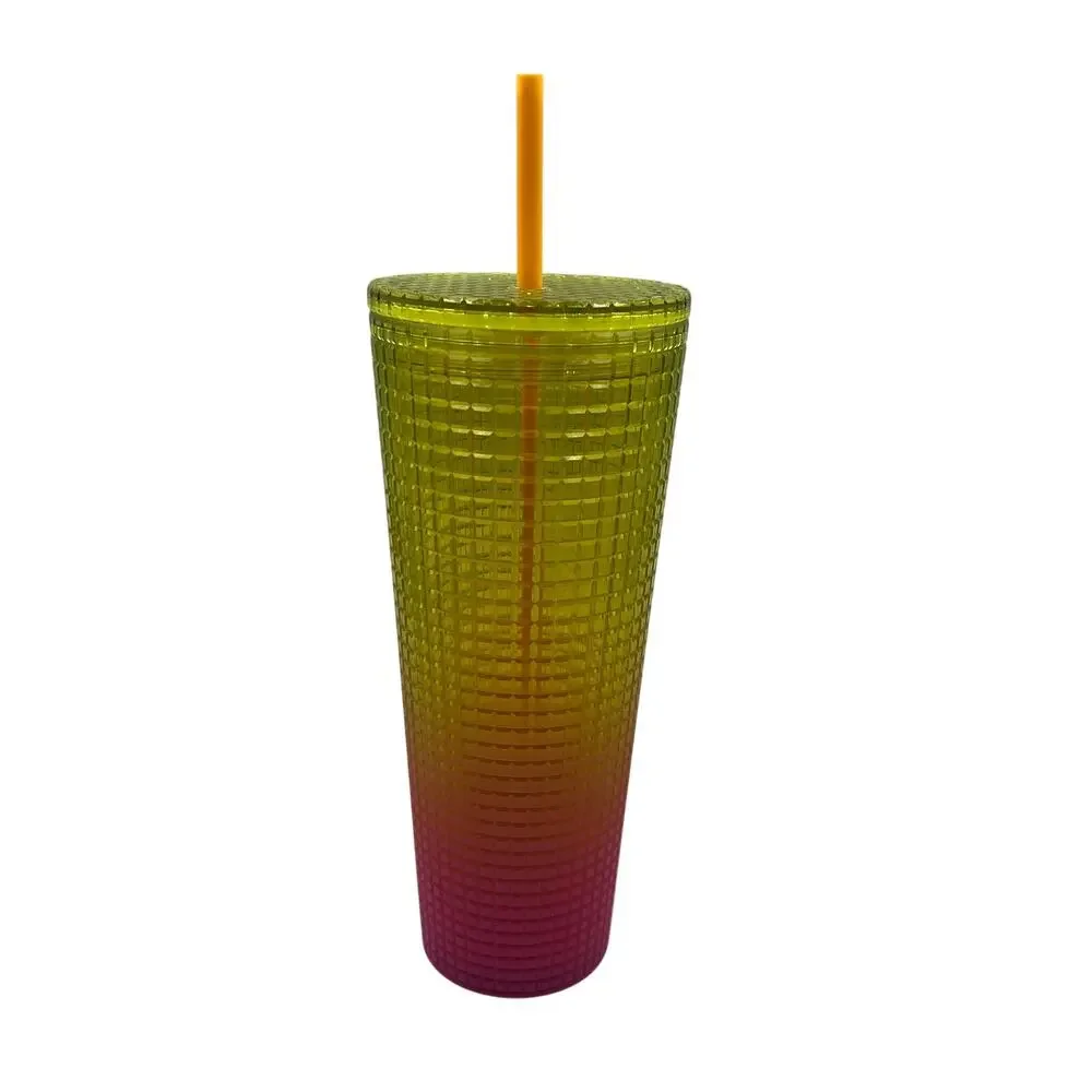 Starbucks Lemon Prism Spray Pink Gradient Ombre Summer 2022 Venti Tumbler 24 oz.